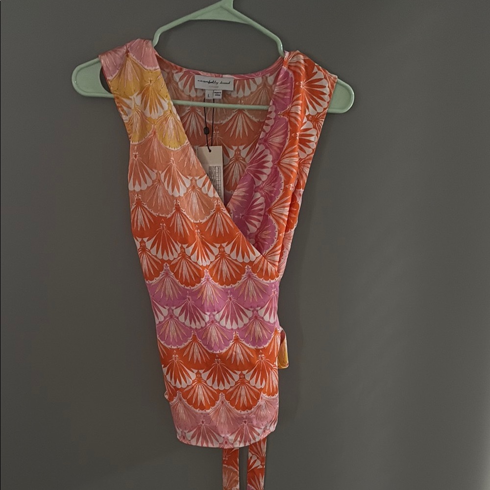 Colorful Sleeveless Wrap Top